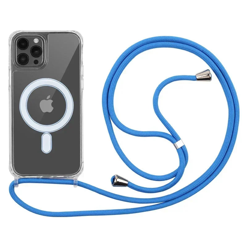 Crossbody Kaulanauha iPhone-suojakuori MagSafe - Läpinäkyvä Magneettinen Kotelo