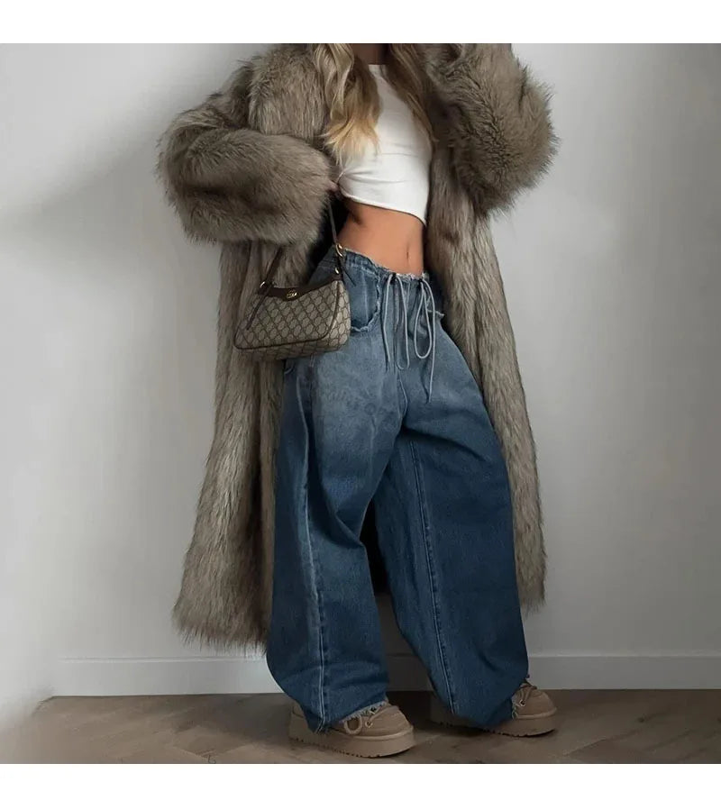 2025 Winter model faux fox fur coat for women, elegant design, latest model