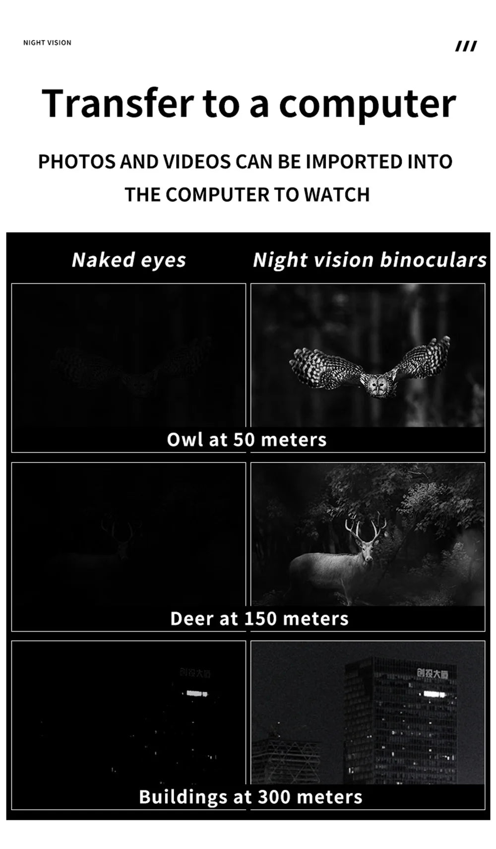 Ponbos NV2180 4K UHD Taktinen Yönäkökiikarit - 36MP Kamera, 8x Zoom, Infrapuna Metsästykseen ja Retkeilyyn