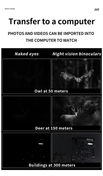 Ponbos NV2180 4K UHD Taktinen Yönäkökiikarit - 36MP Kamera, 8x Zoom, Infrapuna Metsästykseen ja Retkeilyyn