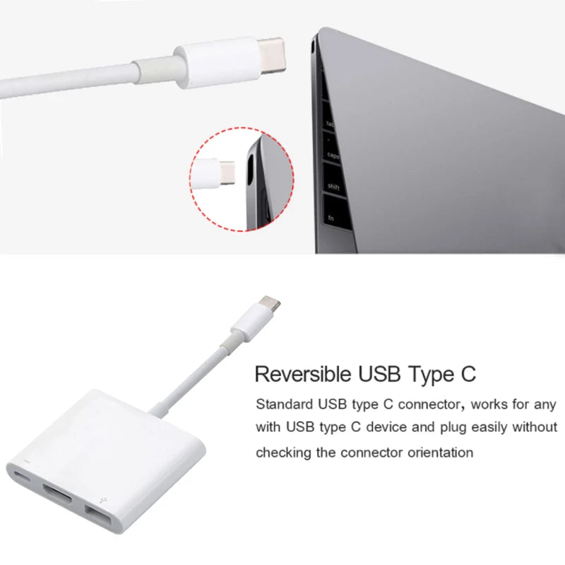 USB-C Hub HDMI 4K Adapteri - 3-in-1 Type-C Muunnin MacBook & Laptop
