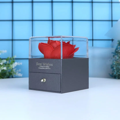 Heart pendant necklace, rose box, romantic gift