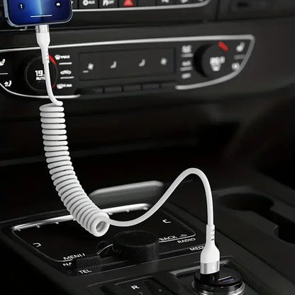 66W USB-C Kaapeli Sisäänvedettävä - 5A Pikalataus Type-C Jousimekanismilla