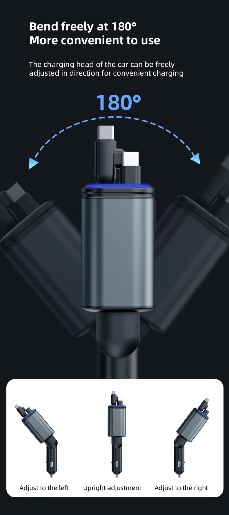 5-in-1 180W Autolaturi – Bluetooth 5.0 FM-lähetin, Pikalataus ja LED-valaistus