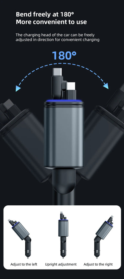 5-in-1 180W Autolaturi – Bluetooth 5.0 FM-lähetin, Pikalataus ja LED-valaistus