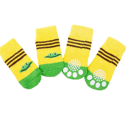 Breathable dog socks 4pcs, cotton socks with non-slip soles for dogs and cats