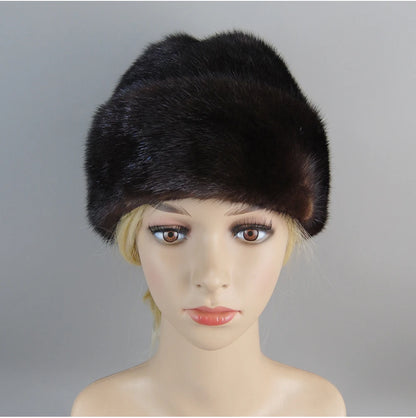 Genuine mink fur hat, luxury winter hat, unisex