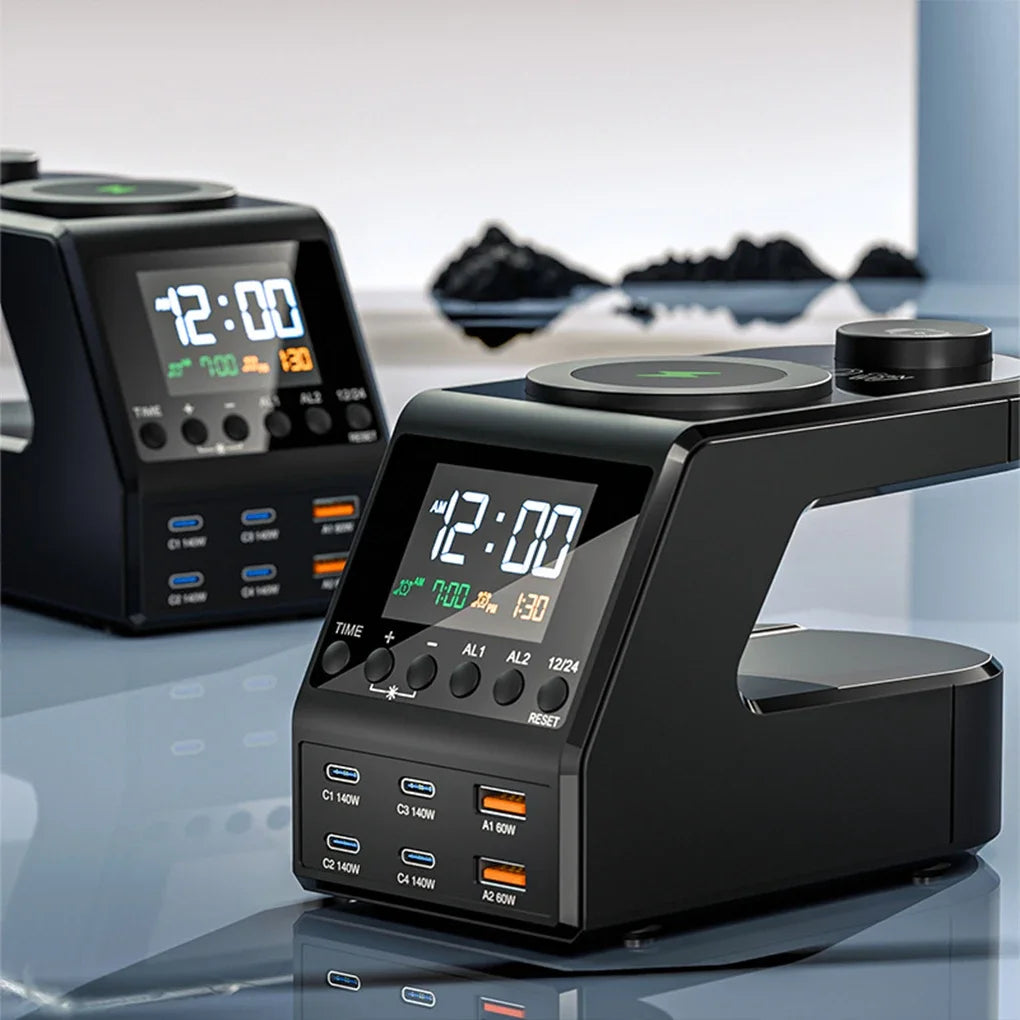 240W Langaton Latausasema – All-in-One Digitaalikello, Herätyskello ja Pikalataus
