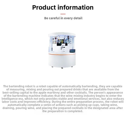 Smart bartender robot arm, automatic cocktail robot for bars