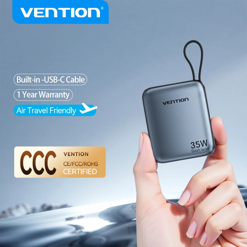 Vention CCV 35W Powerbank, compact 10000mAh, fast charging
