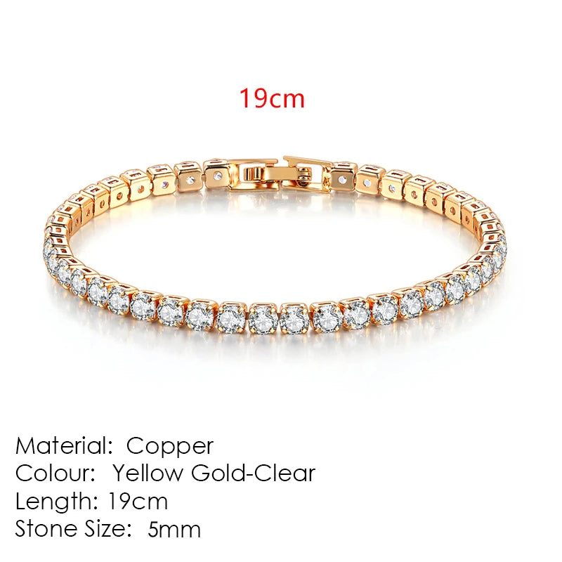 Tennis bracelet with zirconia stones, multi-colored sparkling design