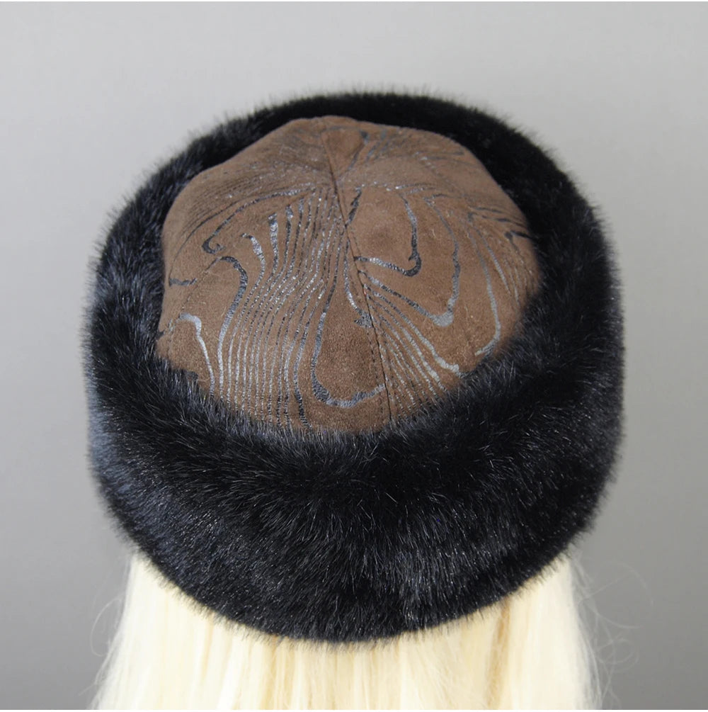 Women's luxury mink fur hat, available in different variations