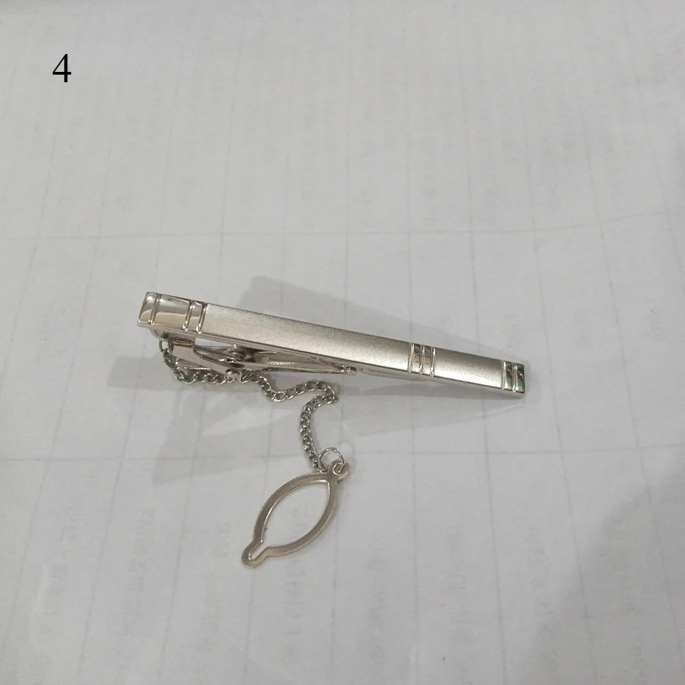 Men's silver-tone tie clip, decorated with beautiful crystal, available in different variations