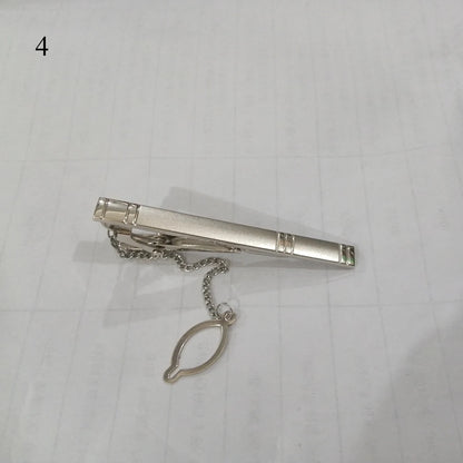 Men's silver-tone tie clip, decorated with beautiful crystal, available in different variations