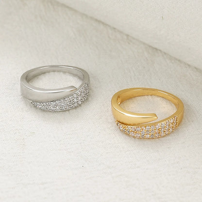 18k Kultapinnoitettu aurinko sormus strasseilla, trendikäs coctail-sormus