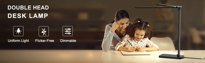 Double-headed LED table lamp, 5 color temperatures, 5 brightness levels