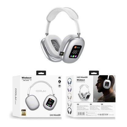 Premium wireless headphones with RGB display, memory card reader