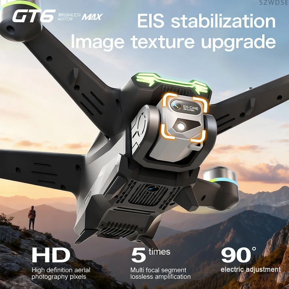 GT6 Max Drone 2025 – 8K Kamera, 5G GPS, 2KM Kantama, Harjaton Moottori – Ammattilaisdroni
