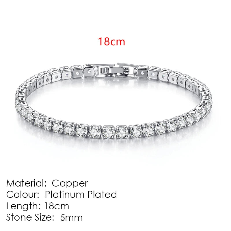 Tennis bracelet with zirconia stones, multi-colored sparkling design