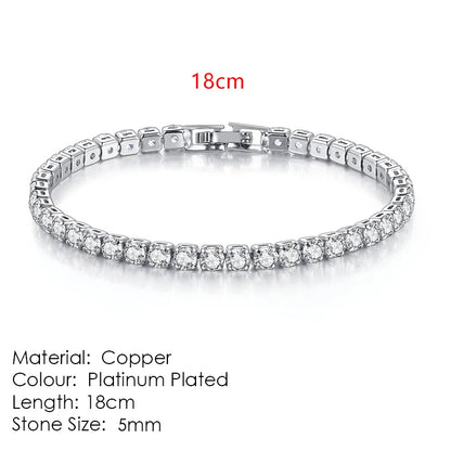 Tennis bracelet with zirconia stones, multi-colored sparkling design