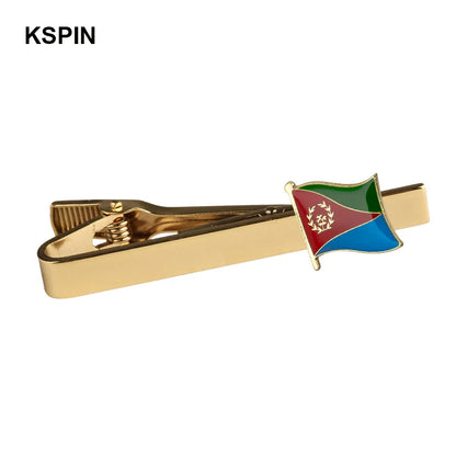 Men's national flag patterned tie bar, multiple countries