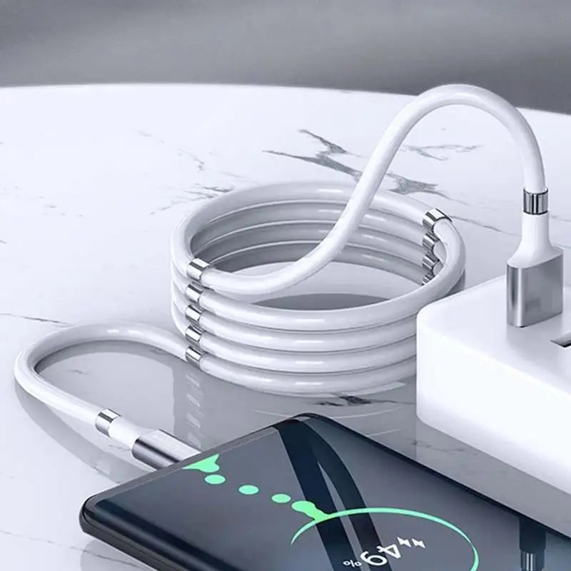Magneettinen Type-C Latauskaapeli - Pitkä Silikonipäällysteinen USB-A Kaapeli Työhön ja Autoon