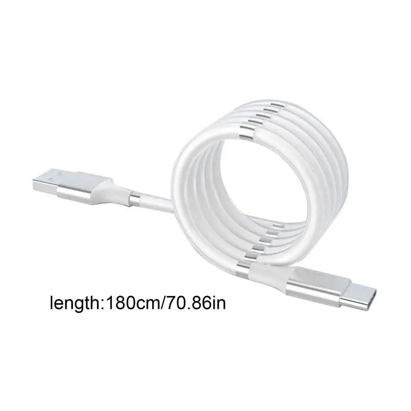 Magneettinen Type-C Latauskaapeli - Pitkä Silikonipäällysteinen USB-A Kaapeli Työhön ja Autoon