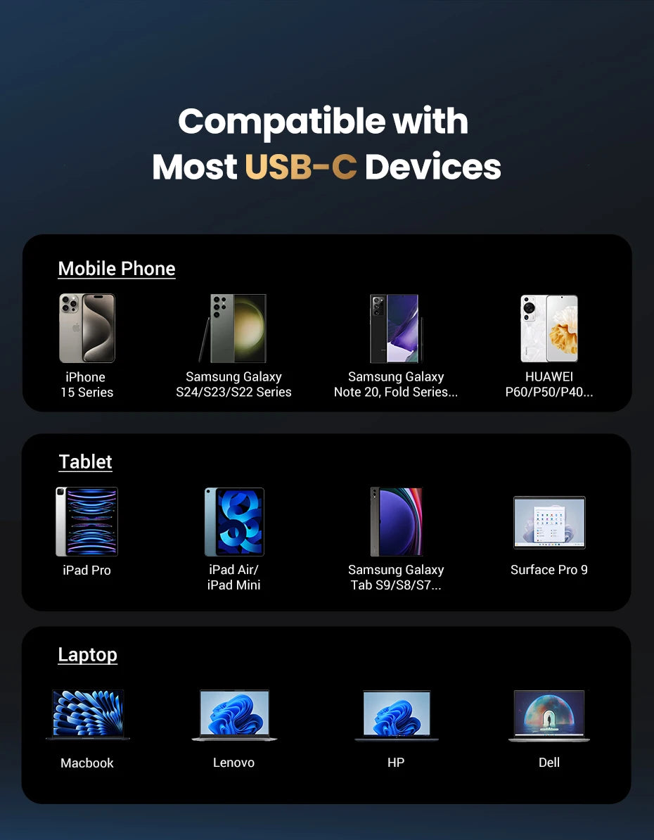 UGREEN USB-C Headphones with Microphone - HiFi Stereo In-Ear Headphones with 3.5mm Jack