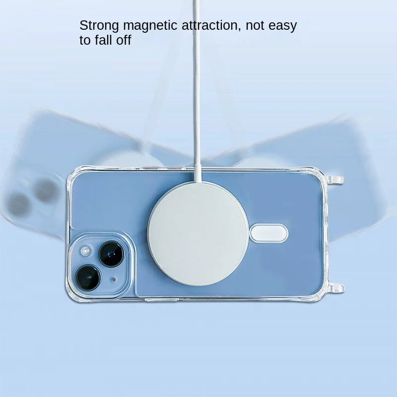 Crossbody Kaulanauha iPhone-suojakuori MagSafe - Läpinäkyvä Magneettinen Kotelo