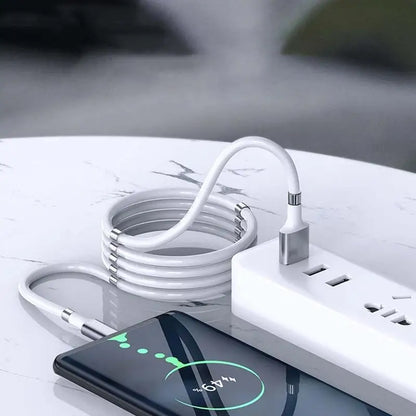 Magneettinen Type-C Latauskaapeli - Pitkä Silikonipäällysteinen USB-A Kaapeli Työhön ja Autoon