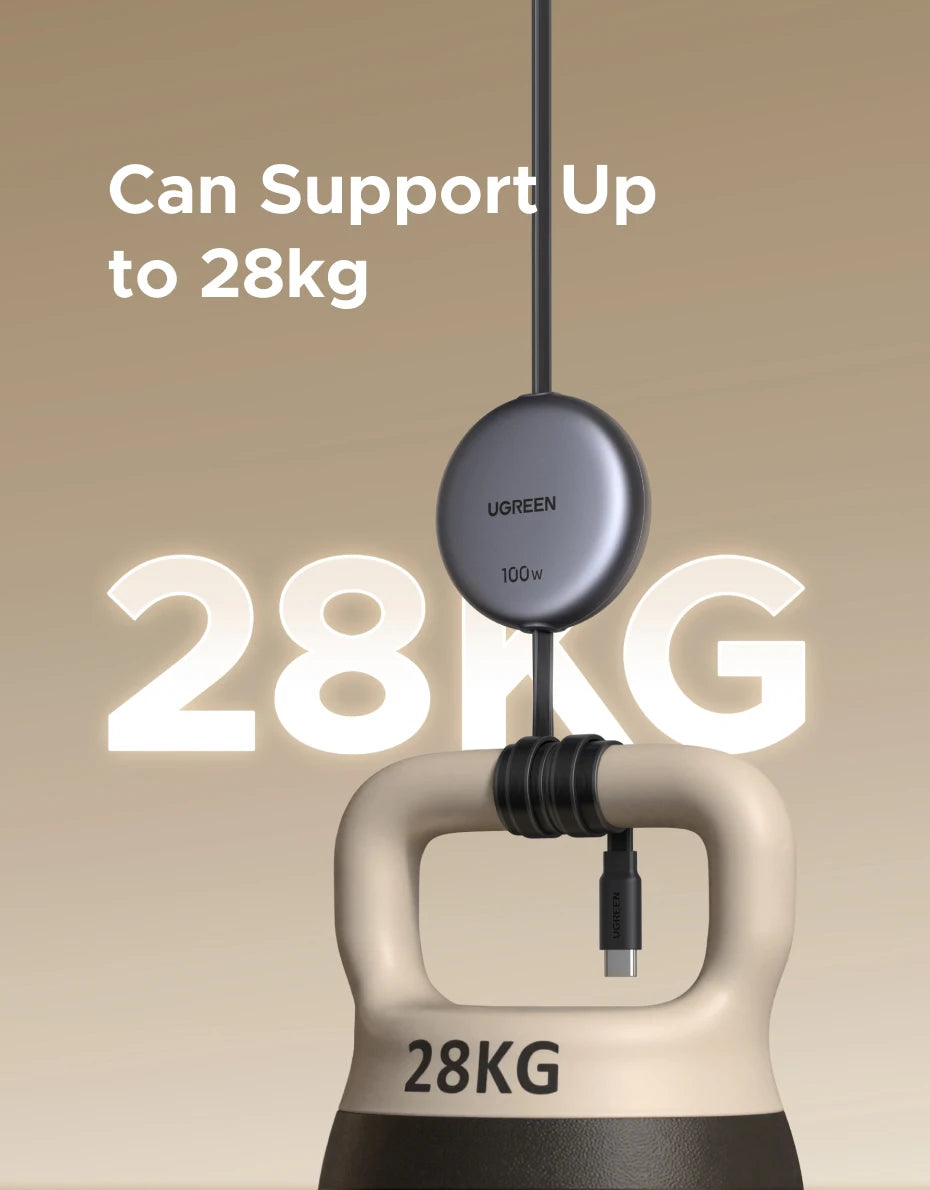 UGREEN Sisäänvedettävä USB-C Kaapeli 100W PD - MacBook, iPad, iPhone Pikalataus