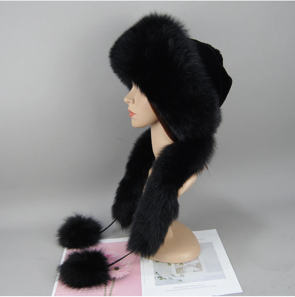 Women's genuine fox fur hat, different shades