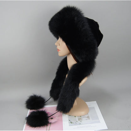Women's genuine fox fur hat, different shades