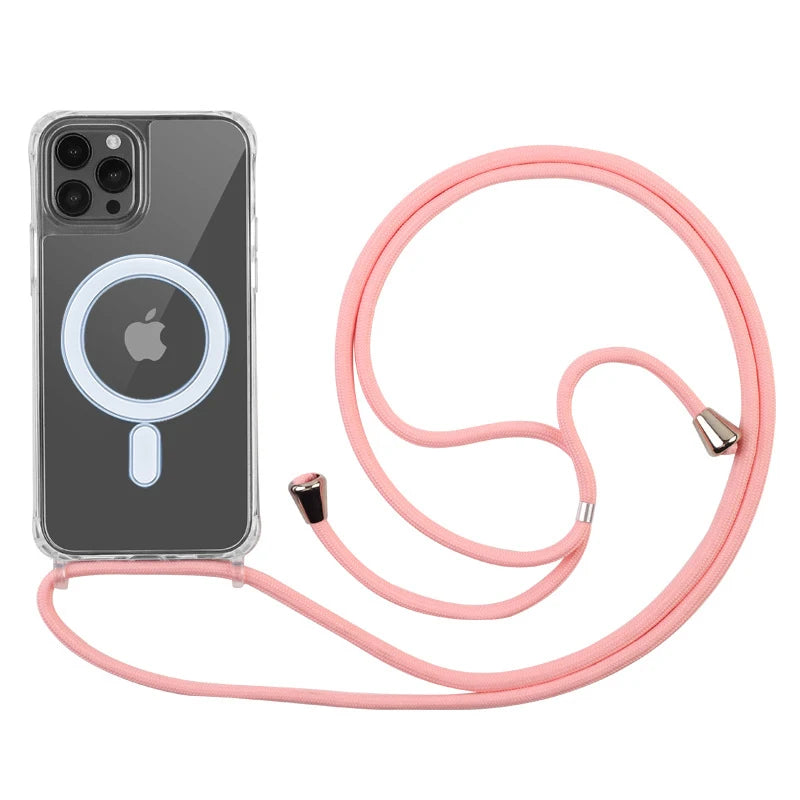 Crossbody Kaulanauha iPhone-suojakuori MagSafe - Läpinäkyvä Magneettinen Kotelo