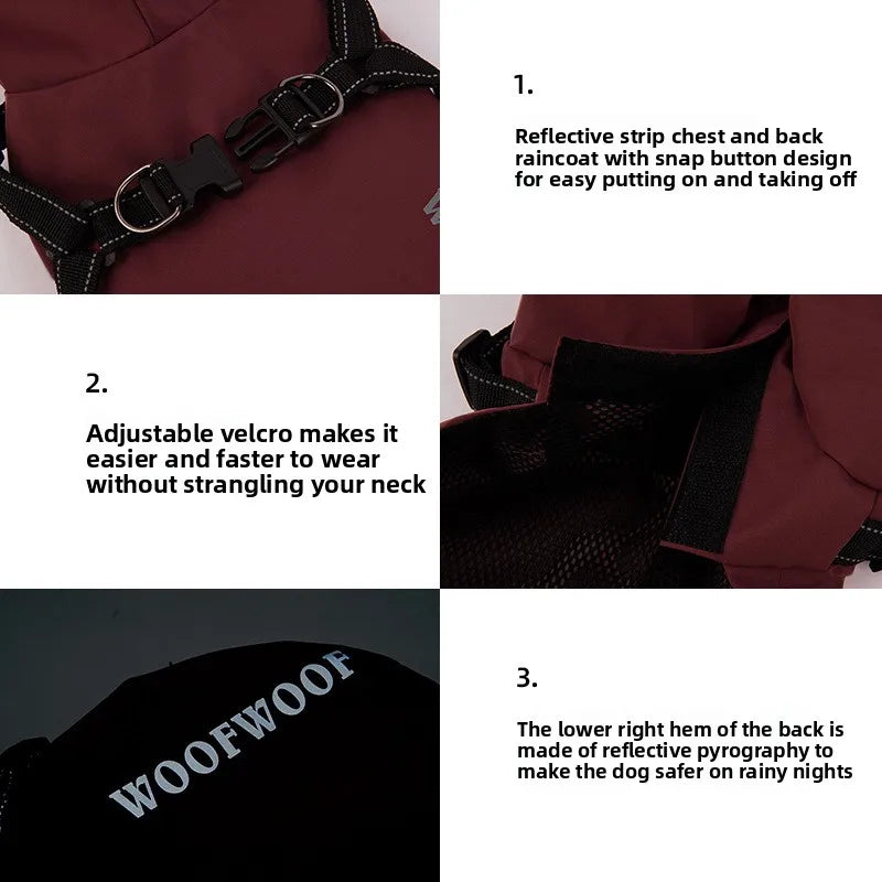 Reflective dog raincoat, for small dogs