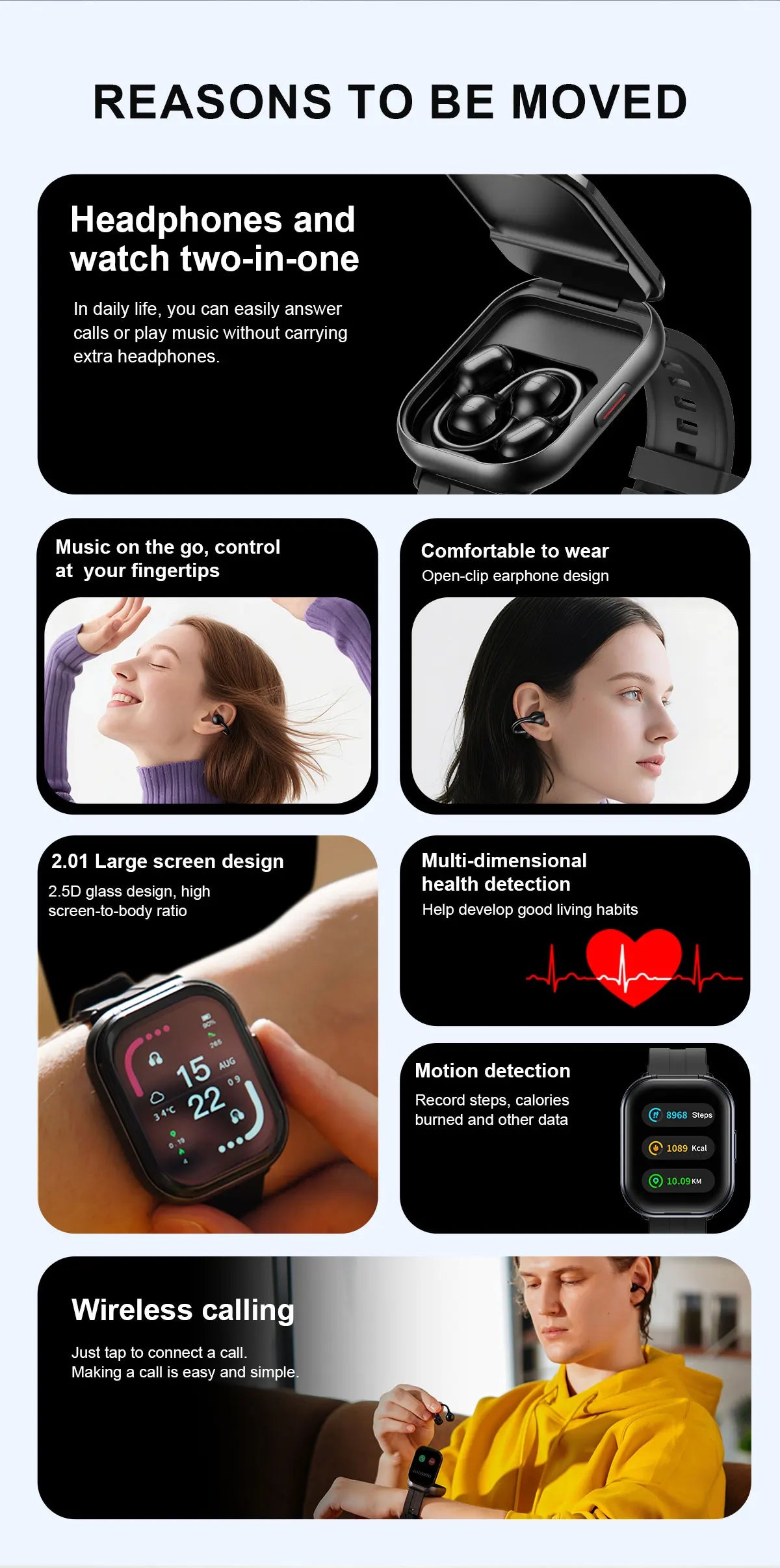 2-in-1 Smartwatch with wireless headphones, calls, health modes, sports modes, New 2025