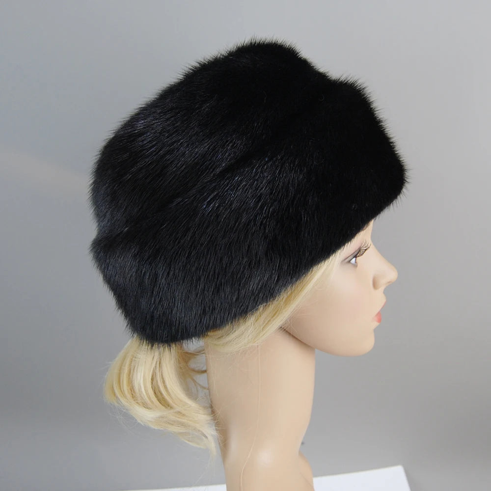 Genuine mink fur hat, luxury winter hat, unisex