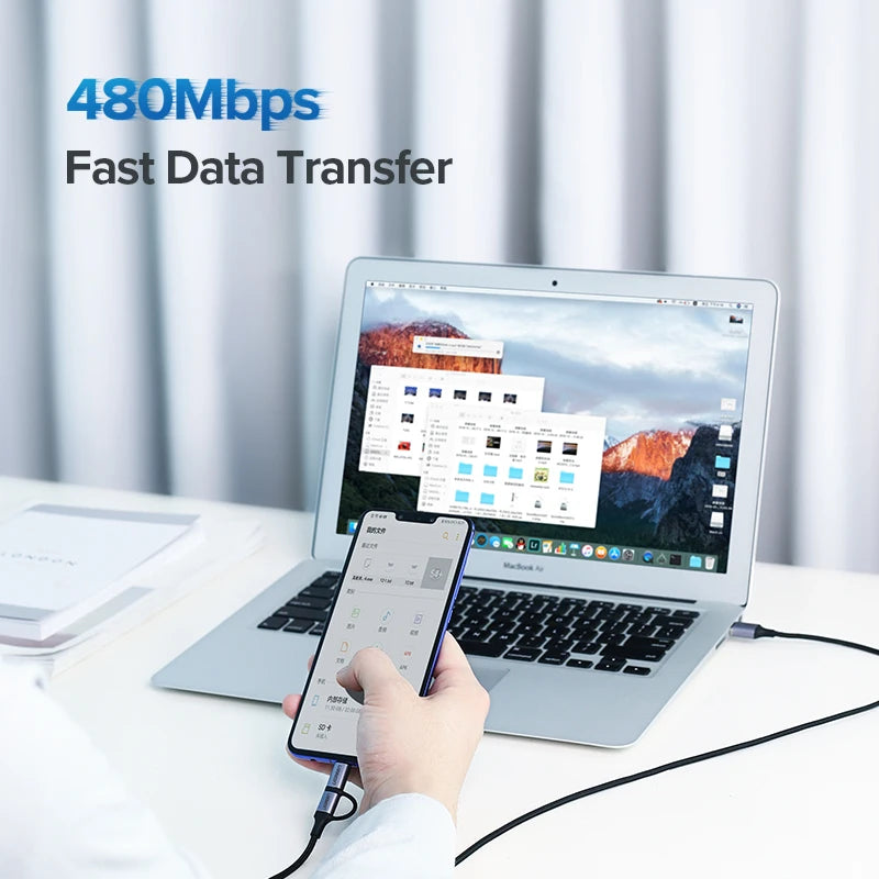 UEREEN Micro USB-C Latauskaapeli – Pikalataus Android-laitteille – Lyhyt 25 cm