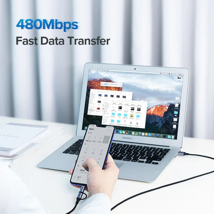 UEREEN Micro USB-C Latauskaapeli – Pikalataus Android-laitteille – Lyhyt 25 cm