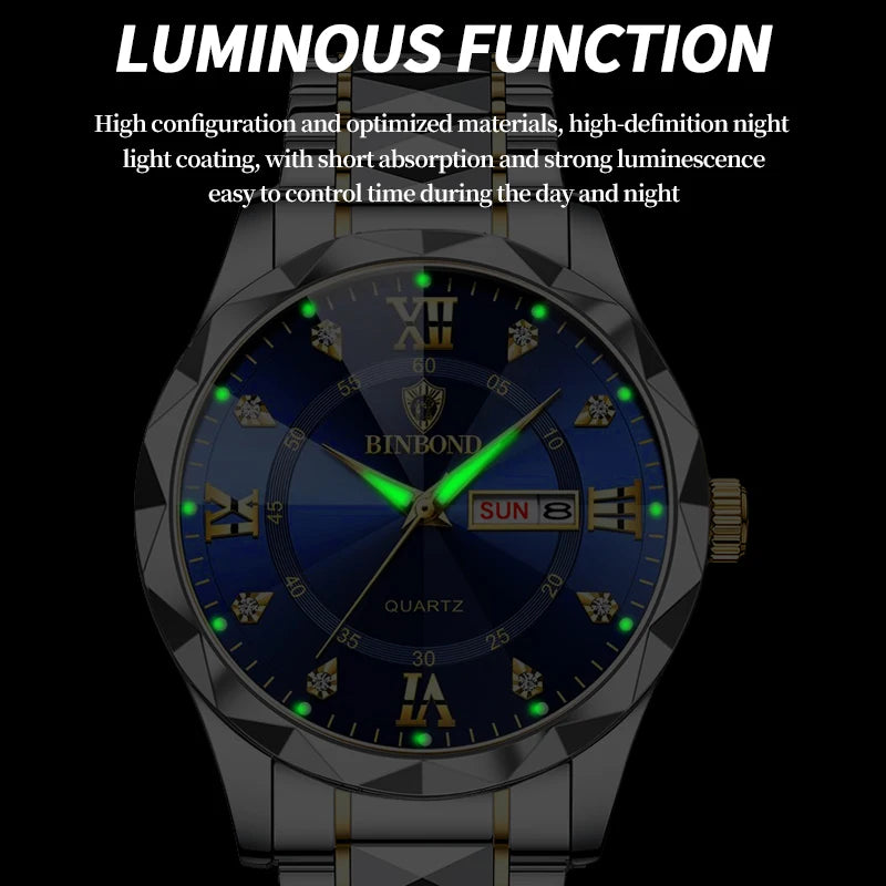 BINBOND Luxury watch for men, stylish design and practical functions