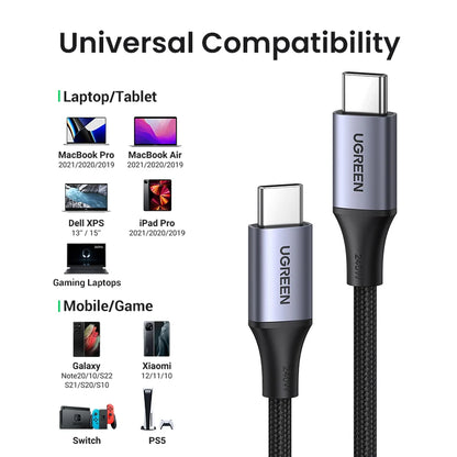 UGREEN 240W USB-C Latauskaapeli – Ultra-nopea PD 3.1 Pikalataus 5A – MacBook, iPad, Xiaomi