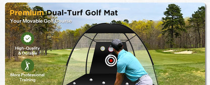 Golf practice mat 5x4ft, double-sided turf with swing guide lines