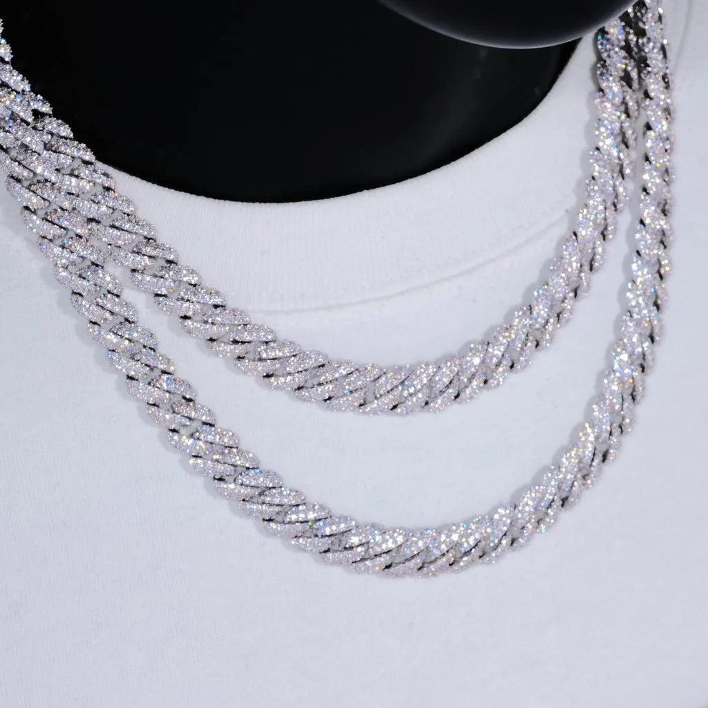 Diamond Cuban Link Chain, täynnä cz-timantteja