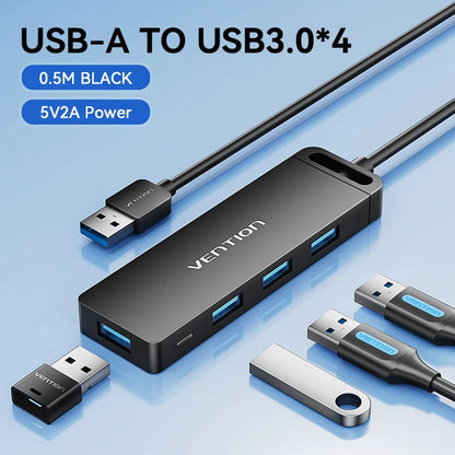Vention USB 3.0 Hub 4 Porttia - Ohut Nopea Jakaja MacBook, PC & Laptop