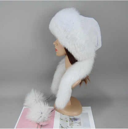 Women's genuine fox fur hat, different shades