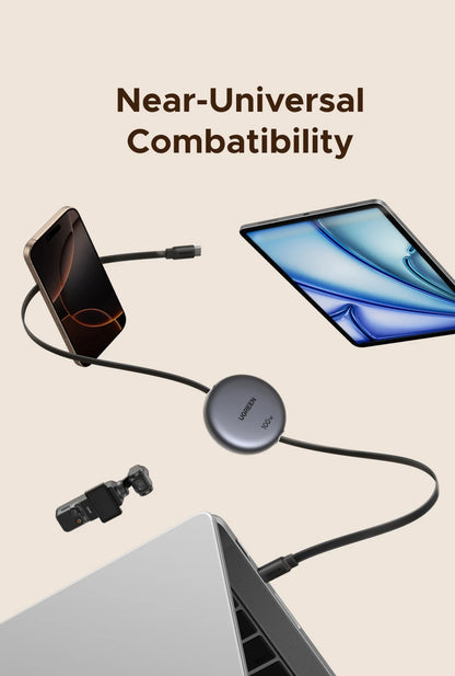 UGREEN Sisäänvedettävä USB-C Kaapeli 100W PD - MacBook, iPad, iPhone Pikalataus