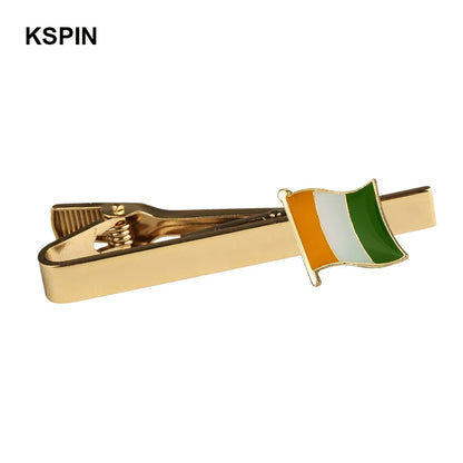 Men's national flag patterned tie bar, multiple countries