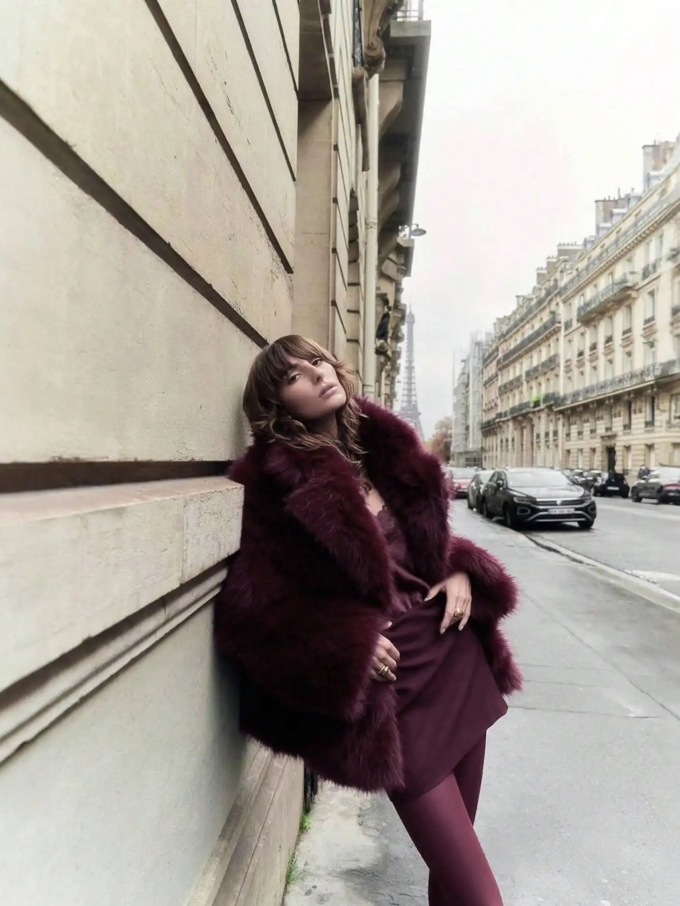 Indefeir French faux fur coat for women