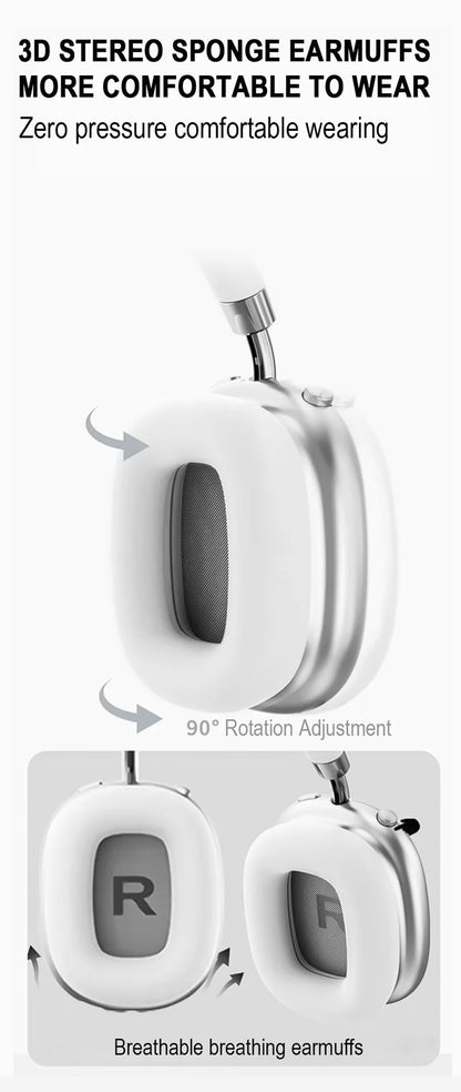 Premium wireless headphones with RGB display, memory card reader