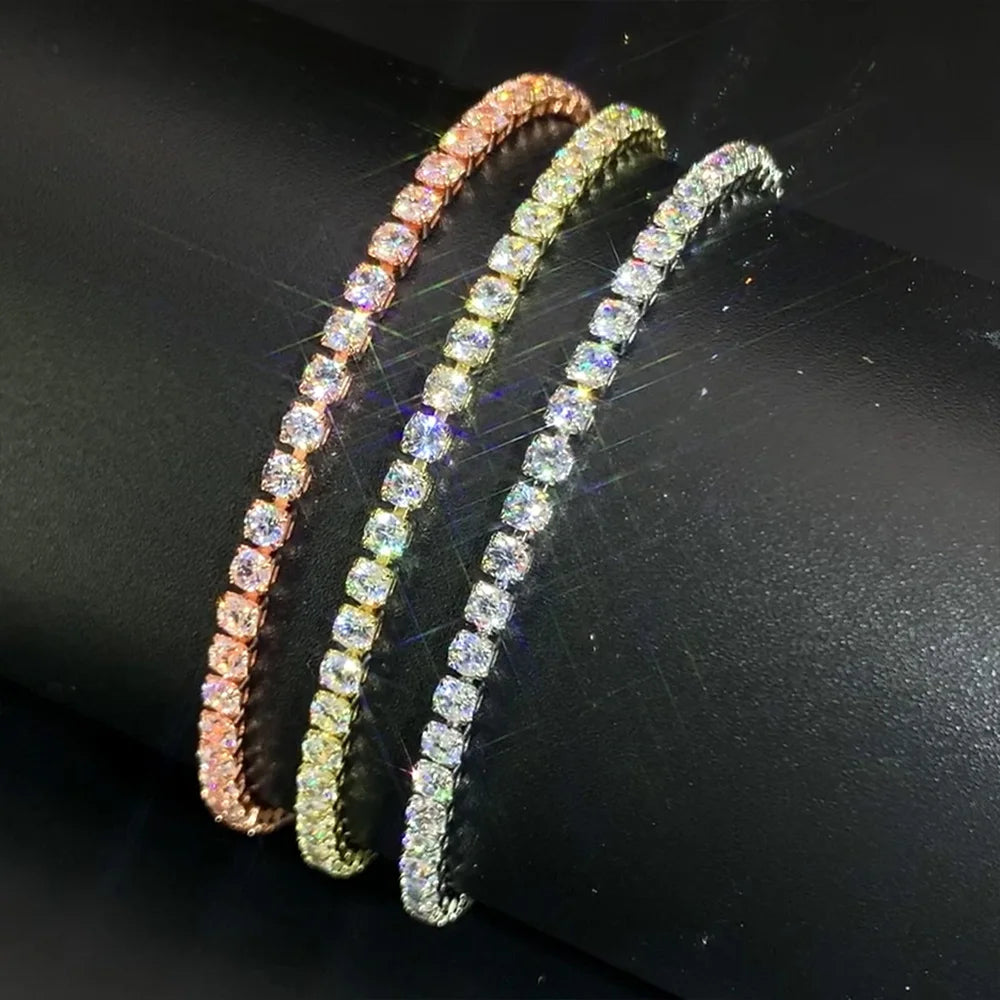 Tennis bracelet with zirconia stones, multi-colored sparkling design